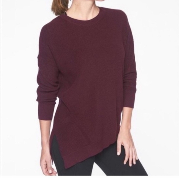 ATHLETA Plum Purple Rest Day Asymmetrical Sweater Women's Small S Athletic EUC - Picture 1 of 6